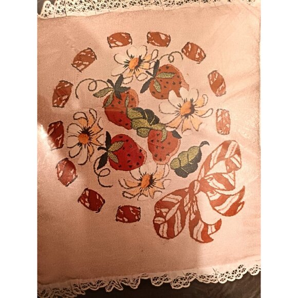 Vintage Bucilla Strawberry Dream Needlecraft, Lace Trim, Decorative Pillow Kit - Picture 2 of 4